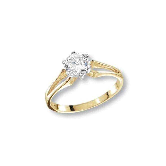 Geometric - Shaped Fashion Rings in Titanium with Iridescent Inlays9ct Yellow Gold Ladies Solitaire Zirconia Ring RN407