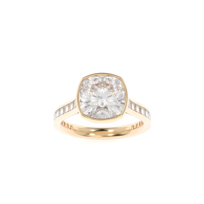 Men's Topaz Engagement Rings in 10K Gold with a Channel - Set Diamond BandGwen Ring Cushion