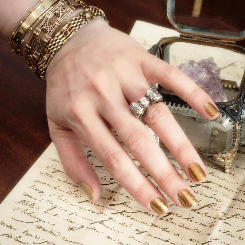 Enamel - Coated Women's Rings in Bright, Bold ColorsExtravagantly Glamorous Bling!! Vintage 1940's Diamond Cocktail Ring