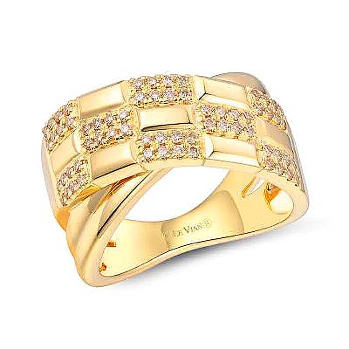 LED - Lit Fashion Rings in Plastic with Color - Changing Effects for a Futuristic LookLe Vian Criss-Cross Ring featuring Nude Diamonds in Alternating Pattern in 14K Honey Gold