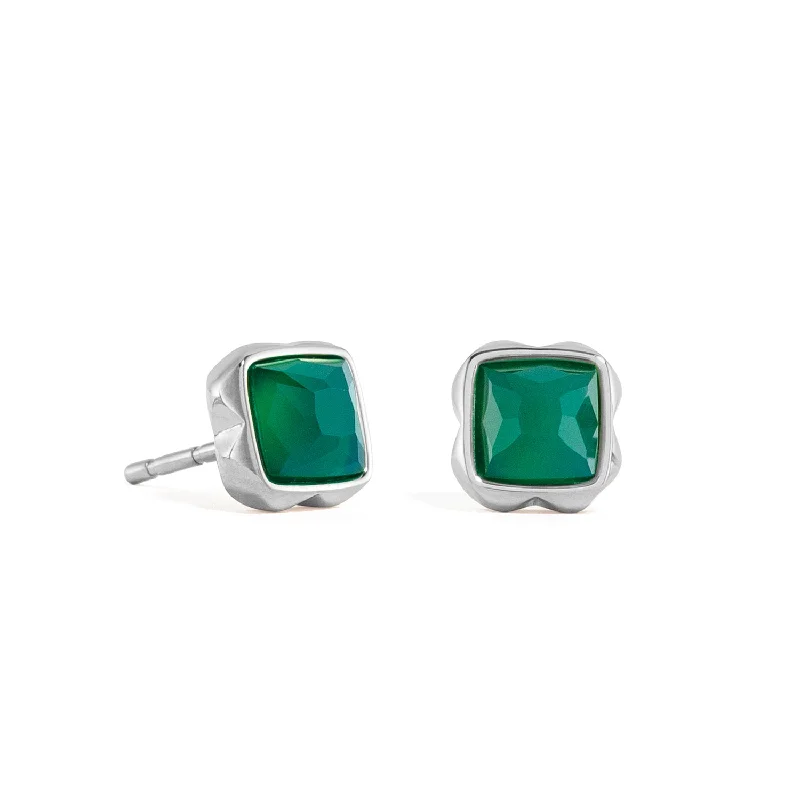 Matte - Finish Titanium Hexagon Stud Earrings for a Sleek and Contemporary StyleCoeur De Lion May Birthstone Green Agate Stud Earrings