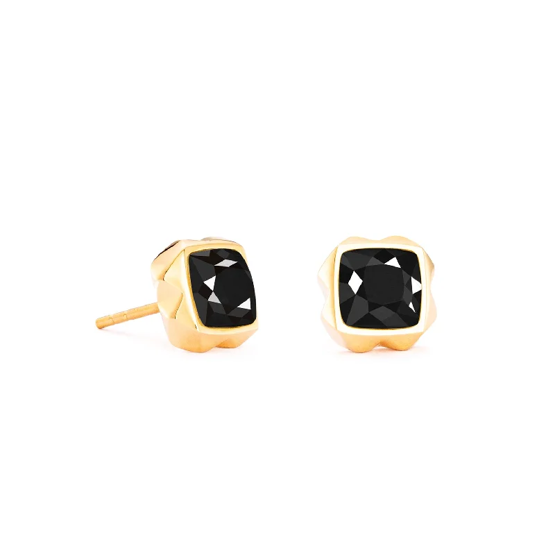 Rainbow - Colored Enameled Butterfly Stud Earrings for a Playful and Colorful StatementCoeur De Lion Square Gold Black Onyx Spikes Stud Earrings