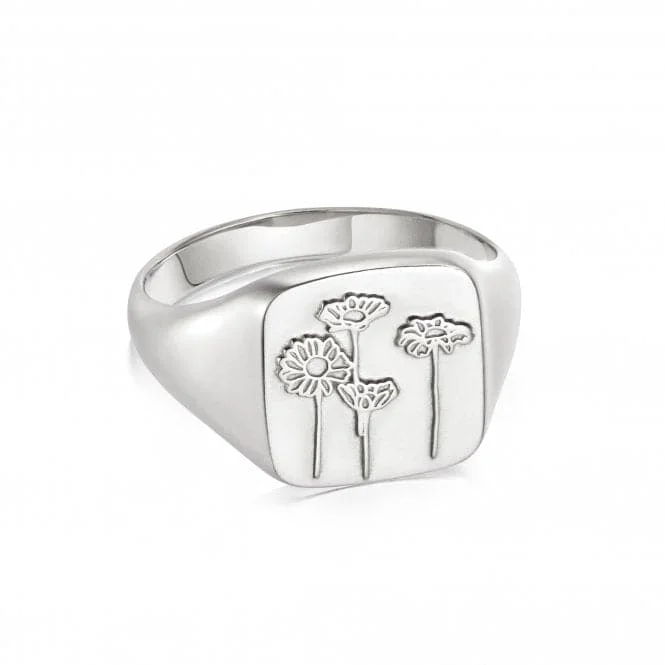 Geometric - Shaped Fashion Rings in Titanium with Iridescent InlaysWild Daisies Signet Sterling Silver Ring FR08_SLV