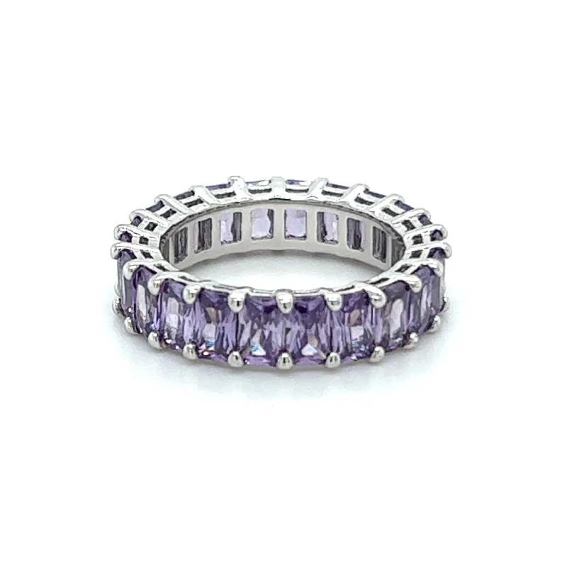 Magnetic Fashion Rings in Stainless Steel with a Modern, Interlocking DesignAmethyst Purple CZ's Eternity Ring