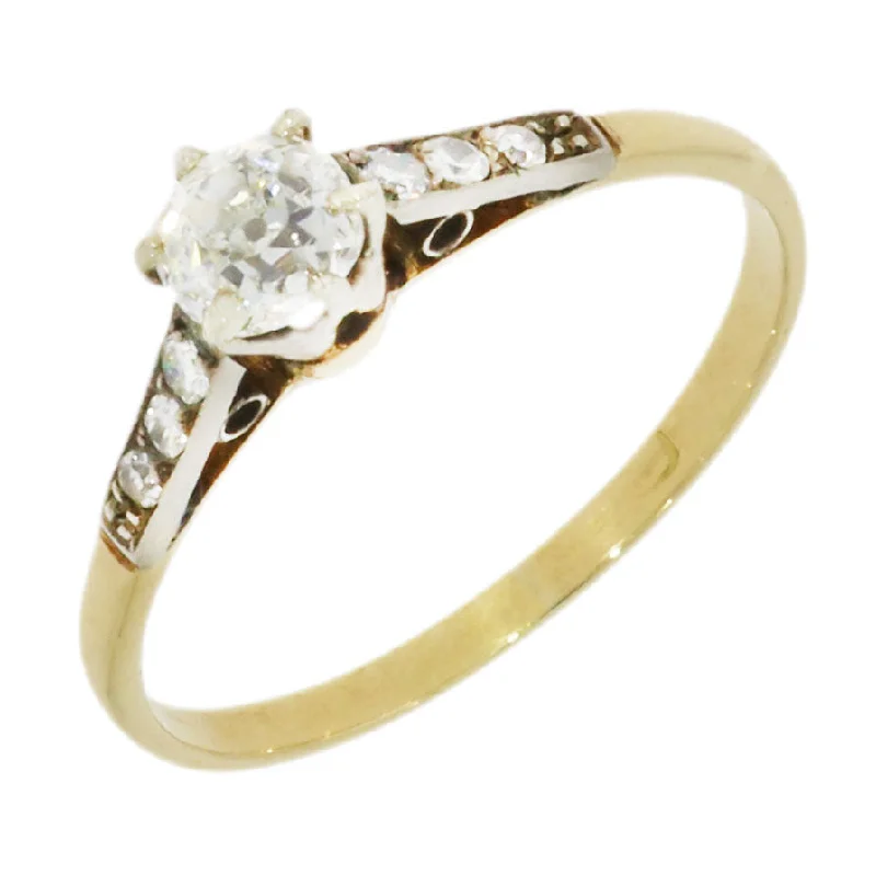 Vintage - Style Women's Diamond Rings with Floral - Engraved Bands and Multiple Diamond AccentsPre Owned 9ct Yellow Gold 0.40ct Diamond Solitaire Ring