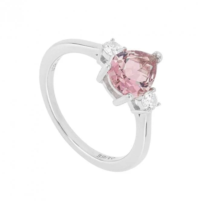 Geometric - Shaped Fashion Rings in Titanium with Iridescent InlaysTeardrop Shaped Pink Zirconia Ring