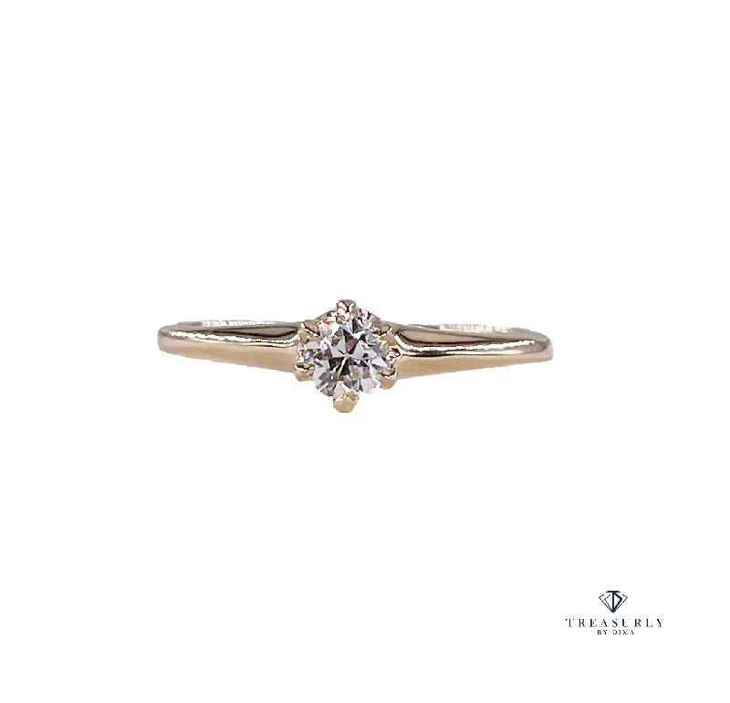 Signature - Design Women's Diamond Rings with a Brand - Specific Pattern and High - Quality DiamondsVictorian CIRCA 1890 Antique 0.26ct Old European Diamond Solitaire Engagement 14k Rose Gold Ring