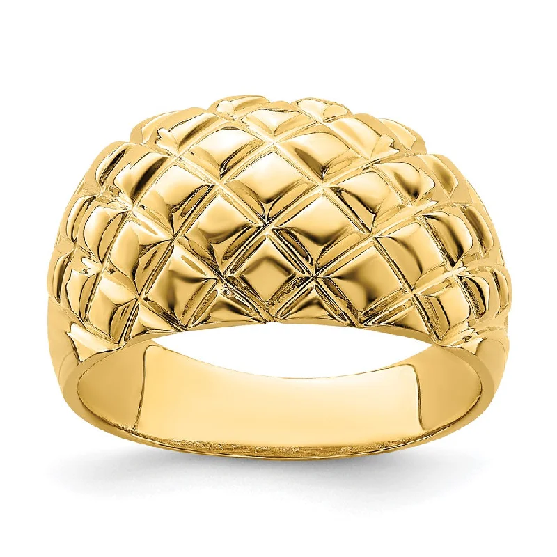 Vintage - Reproduction Fashion Rings in Bronze with Cameo - Style Medallions14k Yellow Gold Polished Basket Weave Pattern Ring