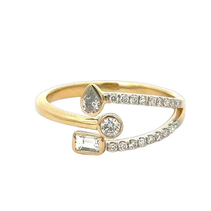 Magnetic Fashion Rings in Stainless Steel with a Modern, Interlocking DesignMountz Collection Mixed Cut Diamond Bypass Ring in 14K Yellow Gold