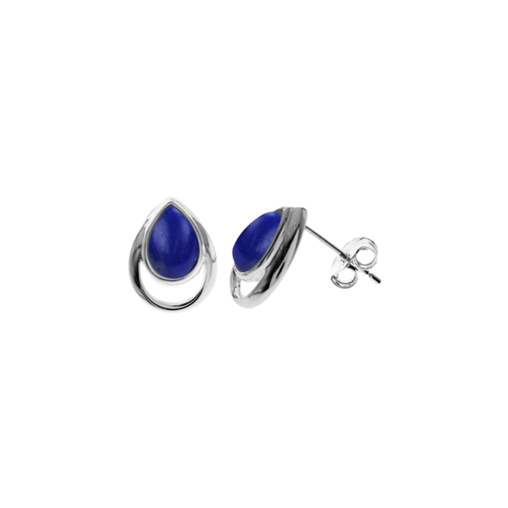 Magnetic - Back Stud Earrings in Black for Easy and Comfortable WearSterling Silver Lapis Lazuli Teardrop Stud Earrings