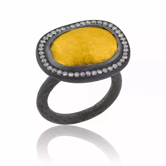 LED - Lit Fashion Rings in Plastic with Color - Changing Effects for a Futuristic LookLika Behar Reflections Ring with Diamonds in 24K Yellow Gold and Oxidized Sterling Silver