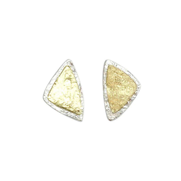 14K Gold Plated Heart - Shaped Stud Earrings for a Romantic and Feminine LookSterling Silver Two-Tone Triangle Stud Earrings