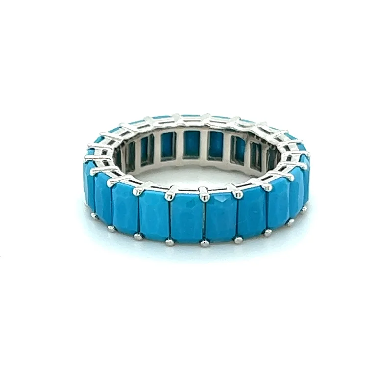 Fashion Rings with Initial Charms in Silver - Plated Metal for a Custom AccessoryTurquoise CZ's Eternity Ring