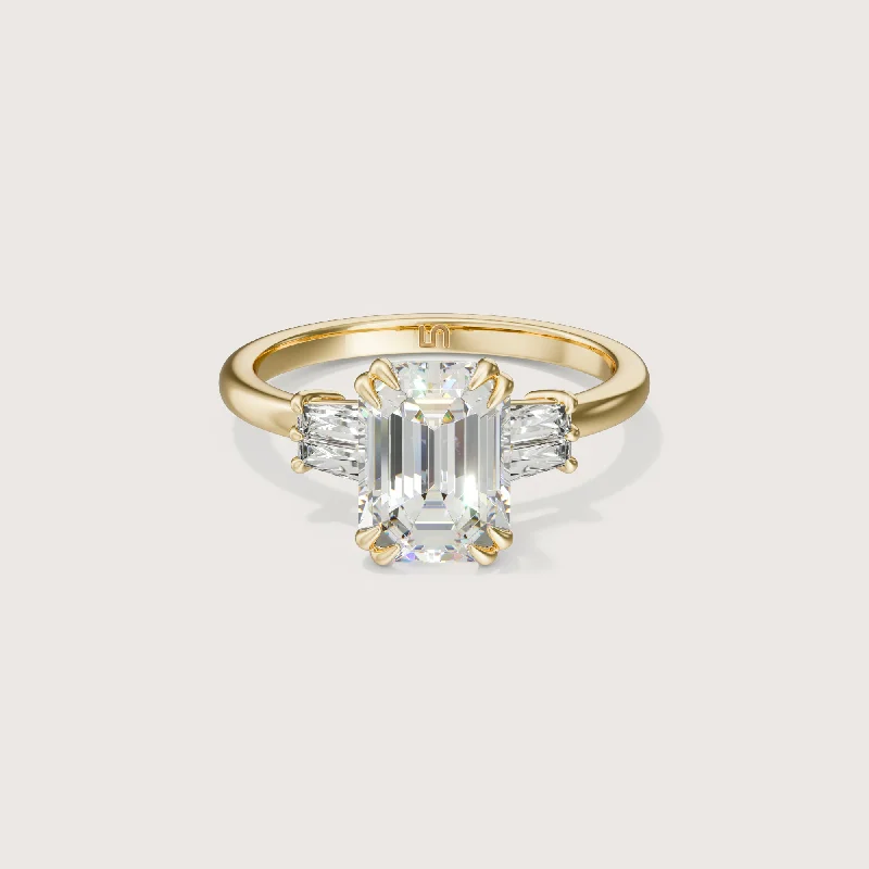 Heart - shaped diamond engagement ring with a hidden halo in 14K rose goldLou Lou Emerald Baguette Side Stones