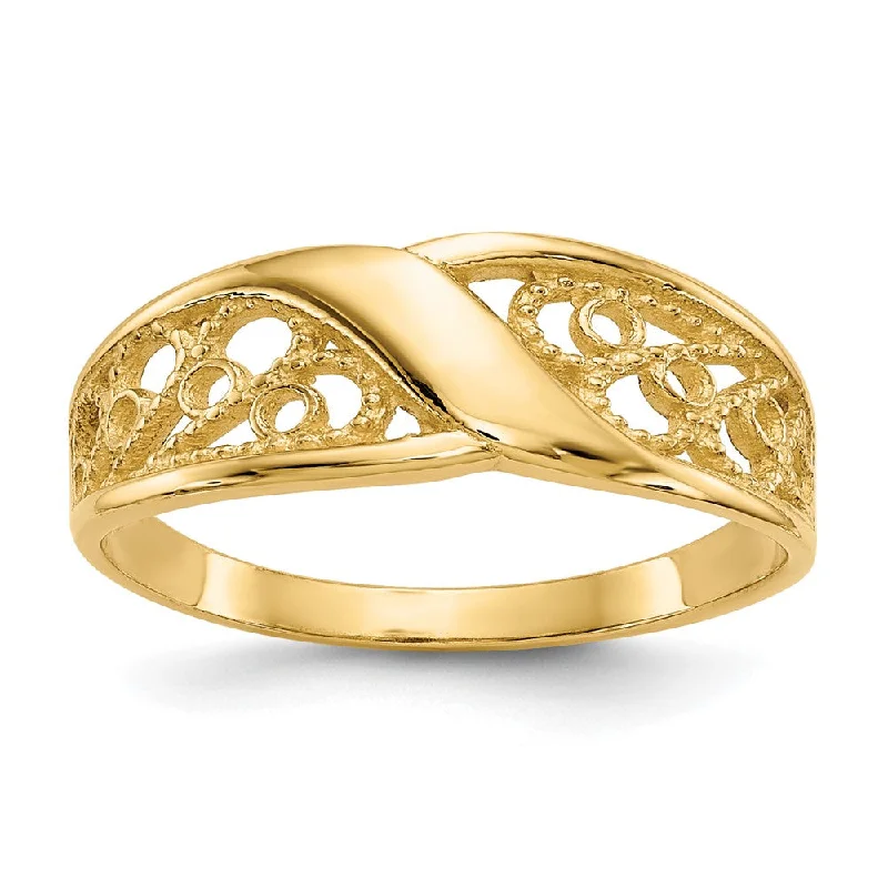 LED - Lit Fashion Rings in Plastic with Color - Changing Effects for a Futuristic Look10k Yellow Gold Polished Filigree Ring