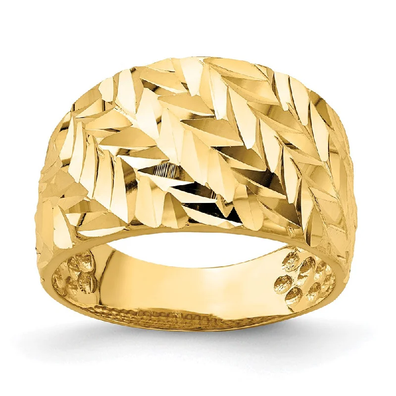 Chunky Fashion Rings in Copper with Geometric Patterns for a Bold Accessory14k Yellow Gold D/C Arrow Slash Dome Ring