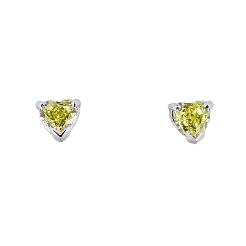 Cubic Zirconia - Encrusted Flower Stud Earrings in Pink for a Girly and Glamorous Accessory18ct White Gold with Yellow Diamond Earrings