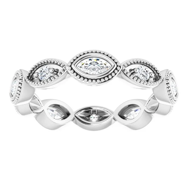 Cluster - Style Women's Diamond Rings with Multiple Small Diamonds Arranged in a Stunning PatternVintage Inspired 0.75 ct. Marquise & Round Diamond Eternity Band