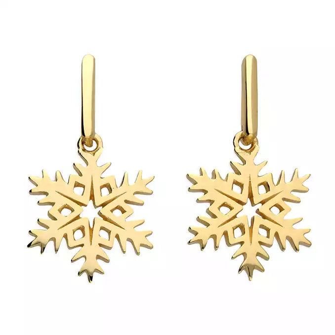 Rose Gold - Tone Geometric - Patterned Stud Earrings for a Modern and Trendy Look18ct Gold Plated Sterling Silver Snowflake Stud Drop Earrings