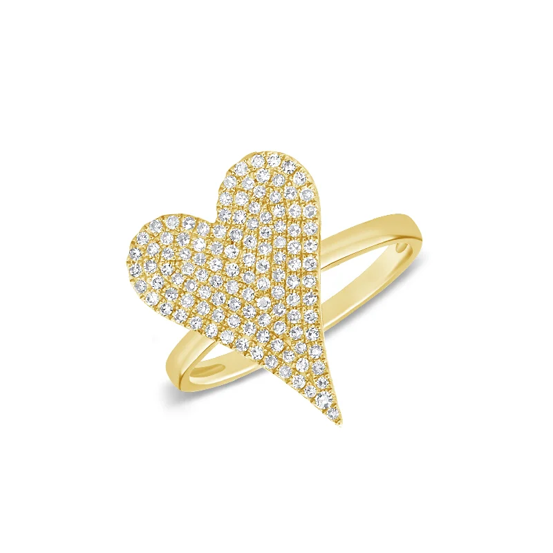 LED - Lit Fashion Rings in Plastic with Color - Changing Effects for a Futuristic LookPave Diamond Pointed Heart Ring