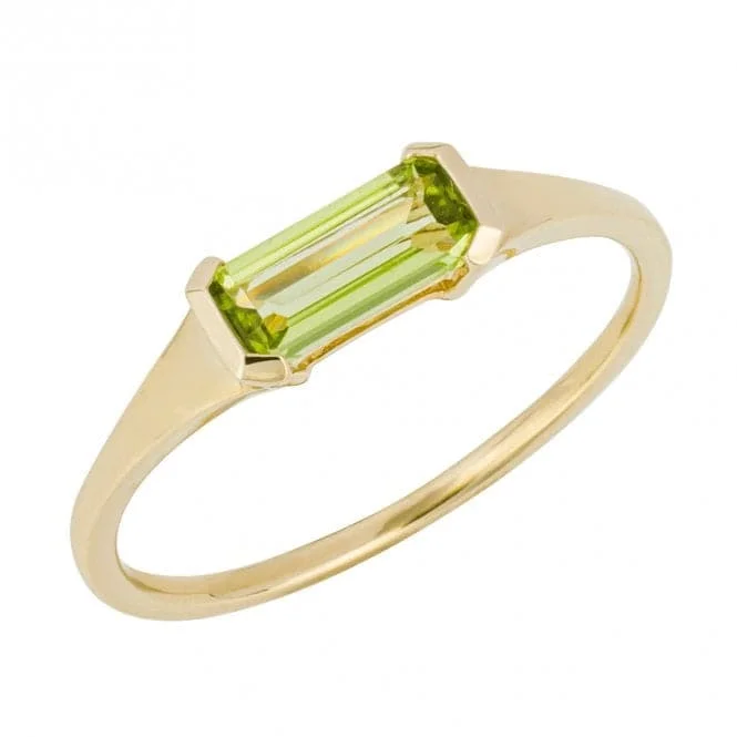 Rhinestone - Embellished Fashion Rings in Silver - Tone Metal for a Glamorous TouchElongated Green Peridot 9ct Yellow Gold Ring GR620G