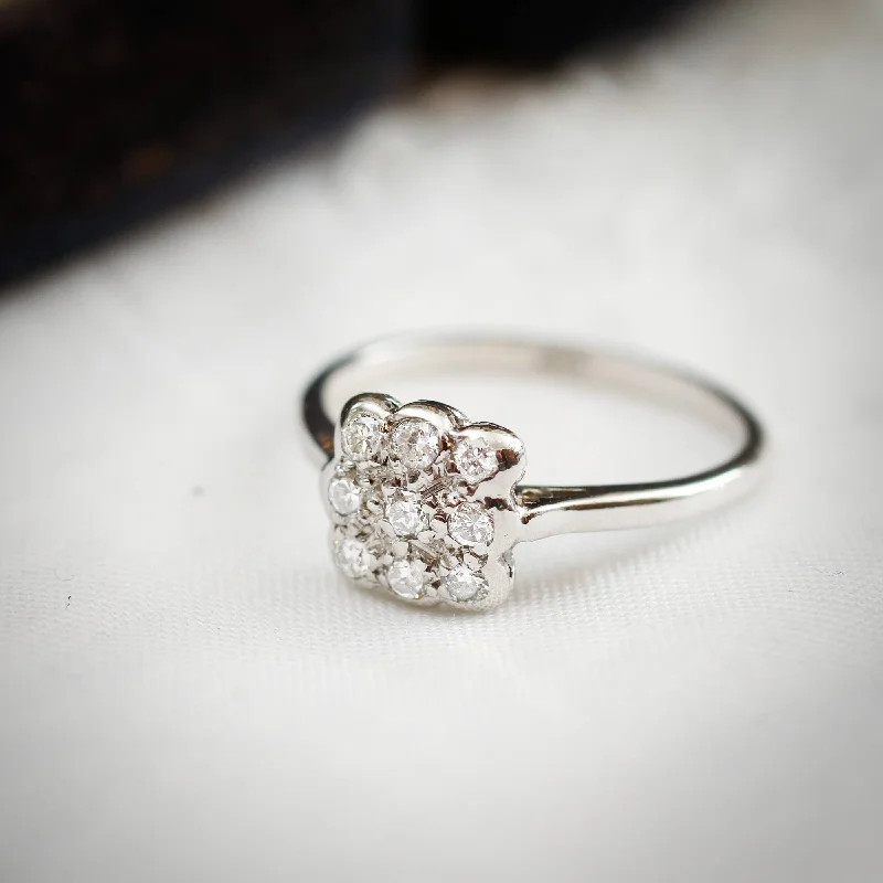 Vintage - Inspired Filigree - Design Women's Rings in Sterling SilverA Sparkly Sensation! Vintage Diamond Cluster Ring