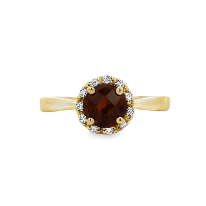 Rhinestone - Embellished Fashion Rings in Silver - Tone Metal for a Glamorous TouchMountz Collection Garnet and Diamond Halo Ring in 14K Yellow Gold