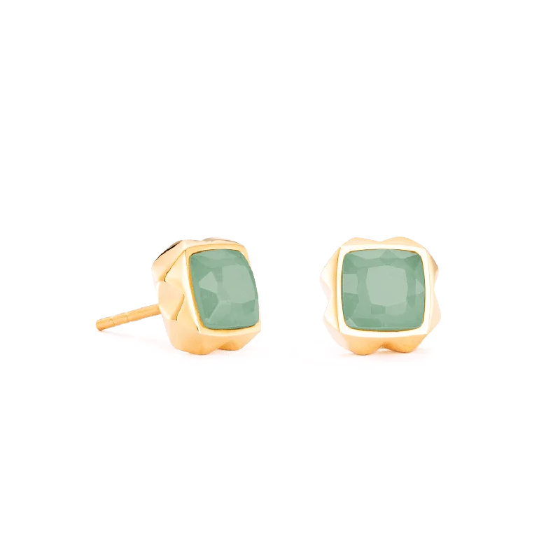 Kids' Plastic Animal - Shaped Stud Earrings in Bright Colors for a Fun and Safe AccessoryCoeur De Lion Gold Green Aventurine Square Stud Earrings