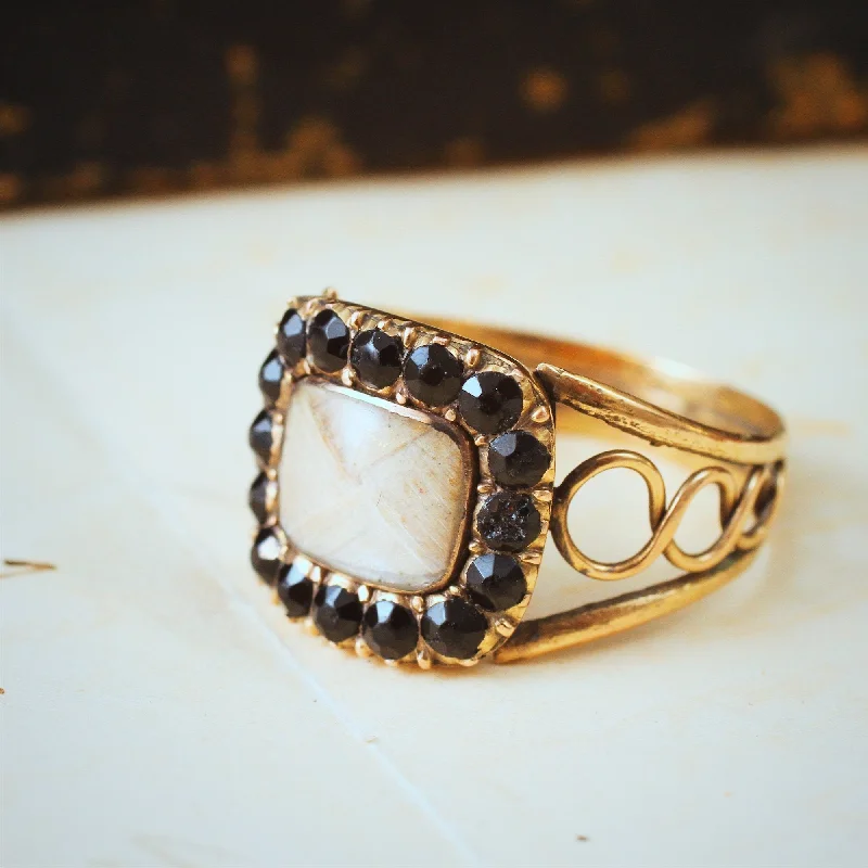 Minimalist Women's Rings with a Single Pearl in 14K Gold - Plated BandsOnce Precious Antique Georgian Mourning Ring