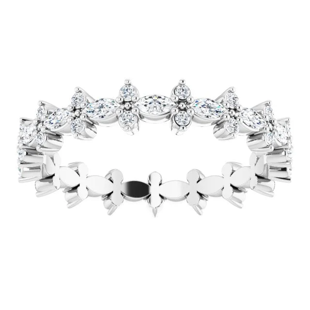 Tennis - Style Women's Diamond Rings with a Continuous Row of Diamonds for a Classic and Versatile Look0.59 ct. Prong Set Marquise & Round Diamond Eternity Band