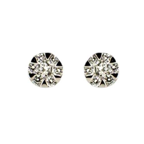 Two - Tone Gold and Silver Plated Clover Stud Earrings for a Lucky and Stylish SymbolWhite Gold and Diamond Studs