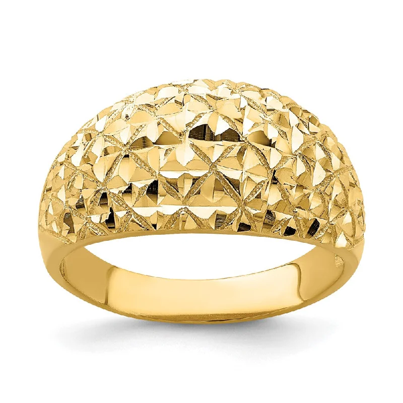 Open - Band Fashion Rings in Sterling Silver with Gemstone Inlays14k Yellow Gold D/C Quilted Pattern Dome Ring