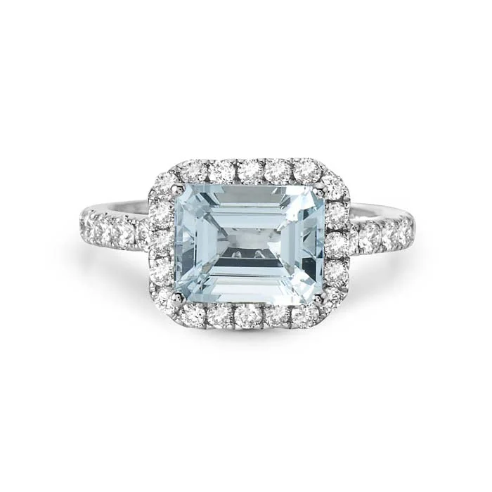 Rhinestone - Embellished Fashion Rings in Silver - Tone Metal for a Glamorous TouchCharles Krypell Precious Pastel Aquamarine and Diamond Ring in 18K White Gold