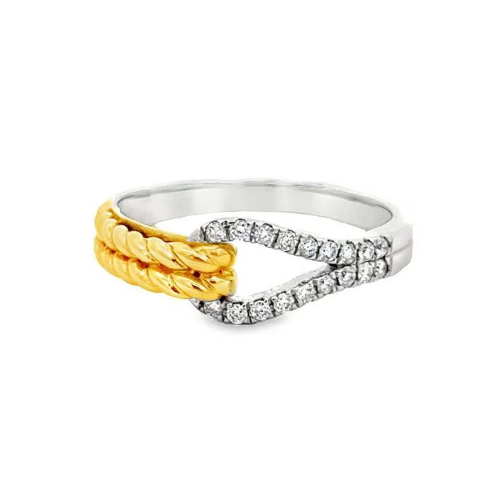 Minimalist Fashion Rings in Stainless Steel with a Single Solitaire CrystalMountz Collection Diamond Knot Ring in 14K White and Yellow Gold