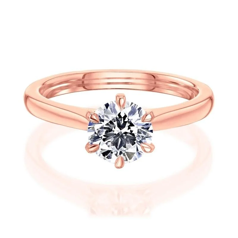 Heart - Shaped Women's Diamond Rings in Rose Gold for a Romantic and Symbolic GiftAnnello by Kobelli 14k Gold 1ct Round Certified Lab Grown Diamond 6-Prong Ring (IJ/SI)