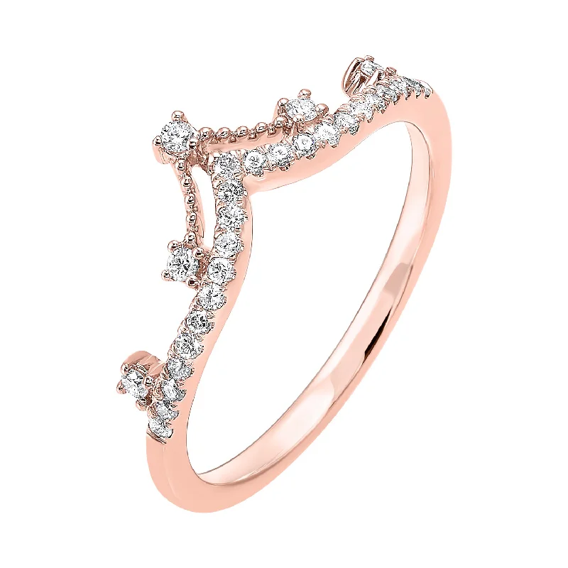 Stackable Fashion Rings in Rose - Gold Tone with Delicate Floral Engravings10 Karat Rose Gold Diamond Stackable Ring