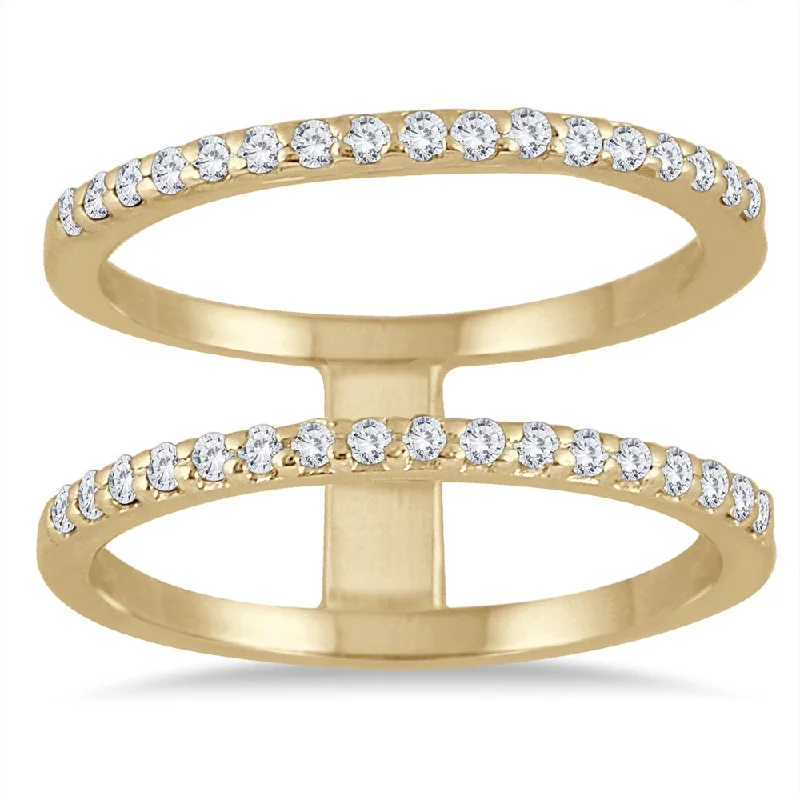 Art Deco - Inspired Women's Diamond Rings with Geometric Designs and Baguette - Cut DiamondsMarquee 3/8 Carat Diamond Double Row Ring in 10K Yellow Gold