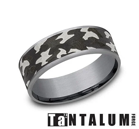 Enamel - Coated Fashion Rings in Bright Colors with Animal - Print PatternsBenchmark "Rebel" Tantalum Band