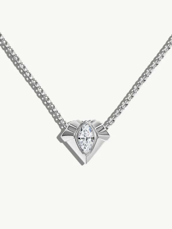 Asscher - cut diamond engagement ring with a pavé - set eternity band in platinumAlexandria Pendant Necklace With 0.50CT Marquise-Cut Diamond In 18K White Gold, 13mm