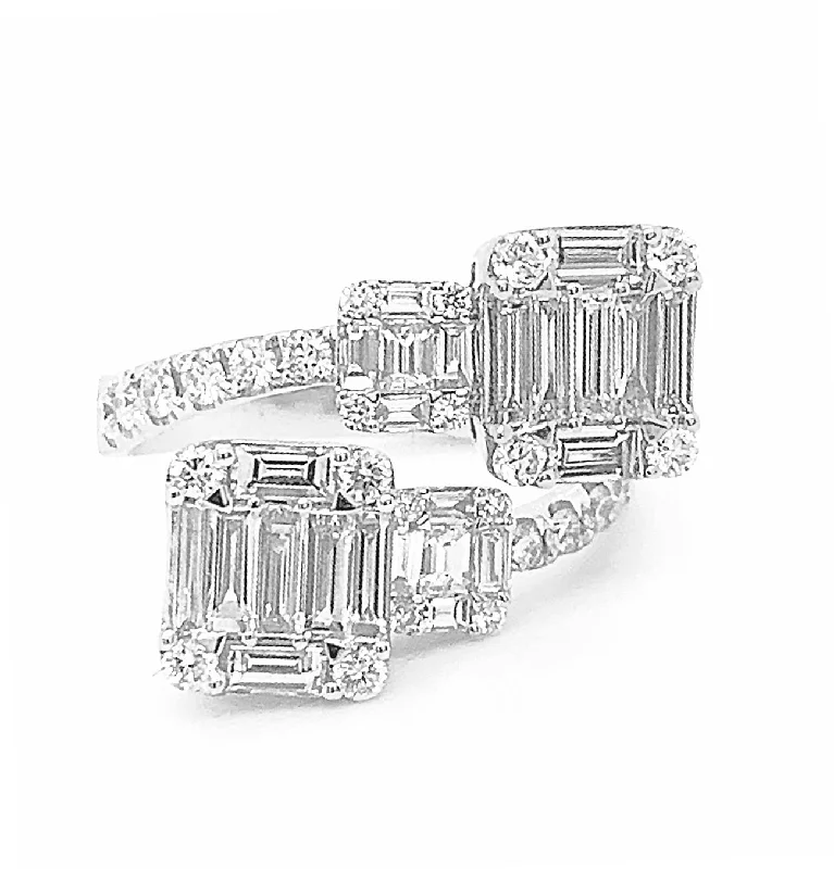 Cushion - Cut Women's Diamond Rings in Platinum with a Soft and Romantic Appearance18KWG 3.36CTW BR AND BAG OPEN SPLIT FASHION RING