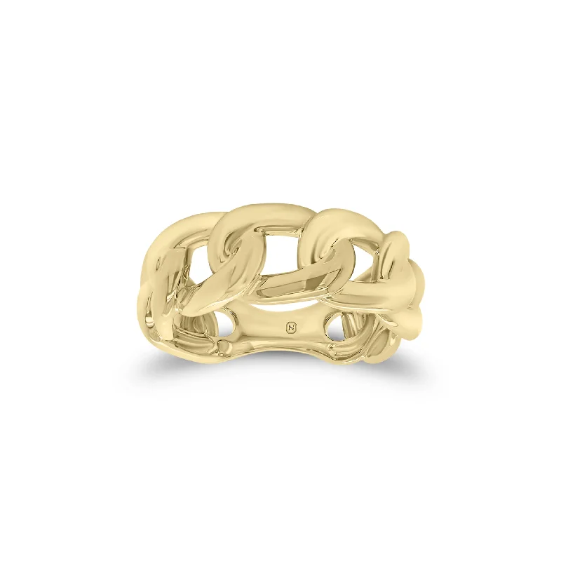 Fashion Rings with Zodiac Symbols in Gold - Filled Metal for a Personalized TouchGold Curb Chain Ring