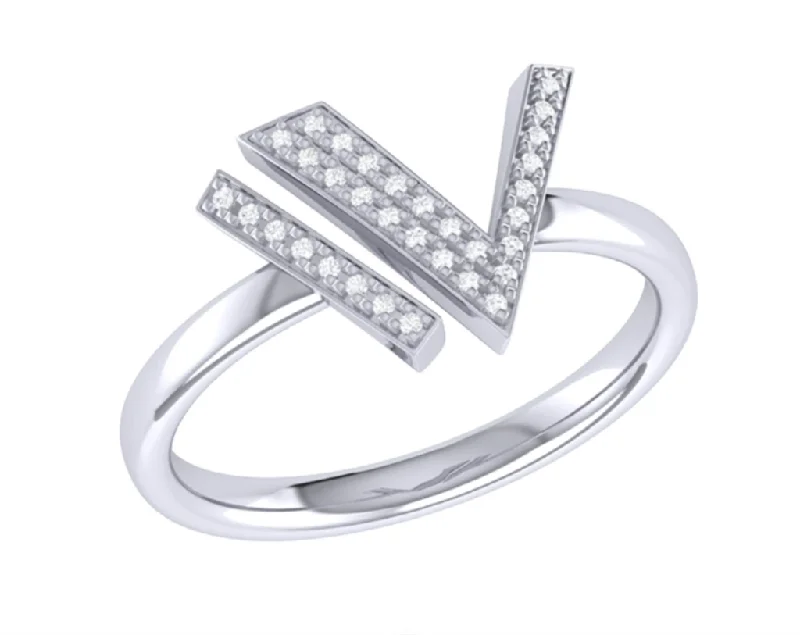 Minimalist Fashion Rings in Stainless Steel with a Single Solitaire CrystalSterling Silver Open Visionary Diamond Ring