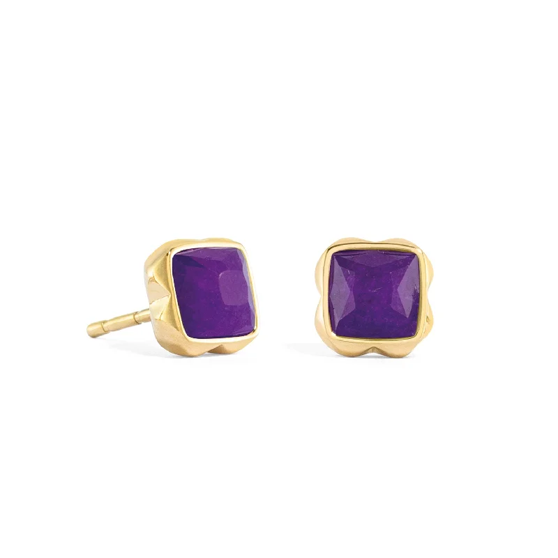 Magnetic - Back Stud Earrings in Black for Easy and Comfortable WearCoeur De Lion February Birthstone Gold Sugilite Stud Earrings