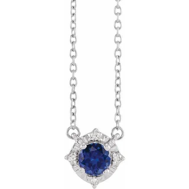 Halo diamond engagement ring in 18K white gold with a center oval - cut stoneLab Created Sapphire Necklace with Diamond Halo