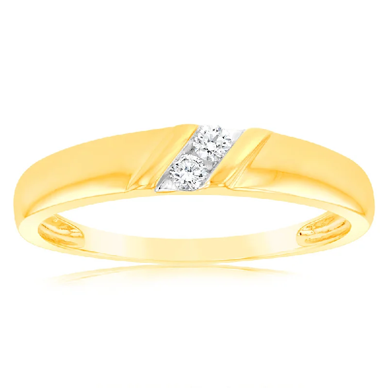 Three - Stone Women's Diamond Rings Symbolizing Past, Present, and Future with Emerald - Cut DiamondsLuminesce Lab Grown Gold Plate Sterling Silver 1/10 Carat Diamond Gents Ring