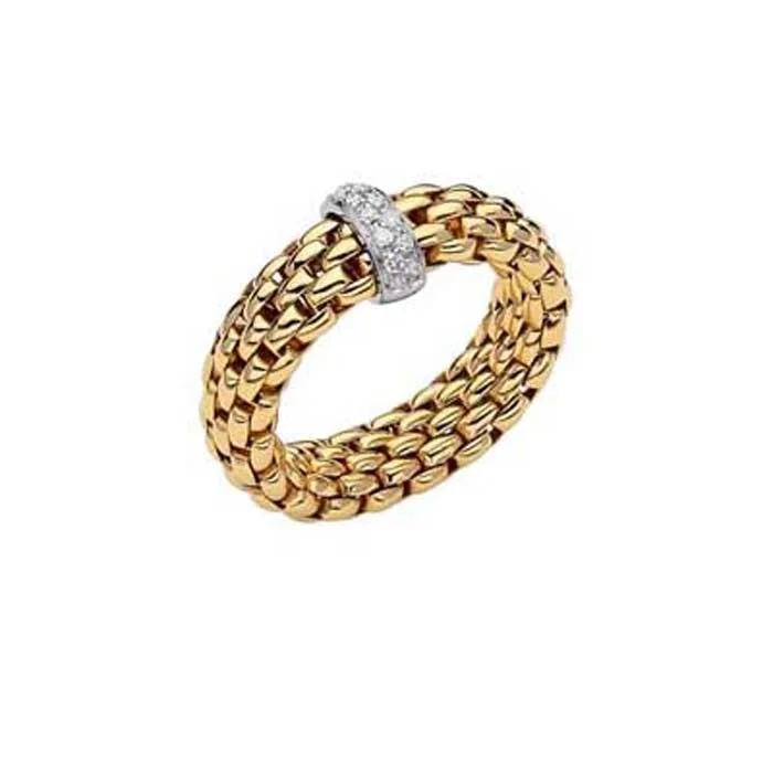 Rhinestone - Embellished Fashion Rings in Silver - Tone Metal for a Glamorous TouchFOPE Vendome Collection Flex'it Ring with Diamonds in 18K Yellow and White Gold