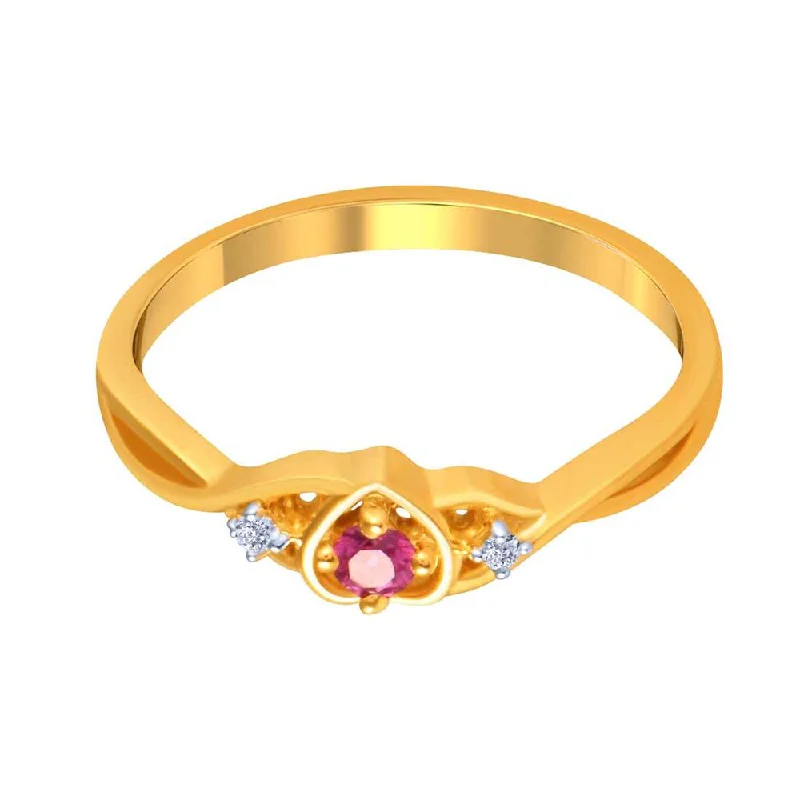 Adjustable Women's Diamond Rings with a Flexible Band for a Comfortable and Custom Fit14k Gold Heart Pink And Yellow  Ring