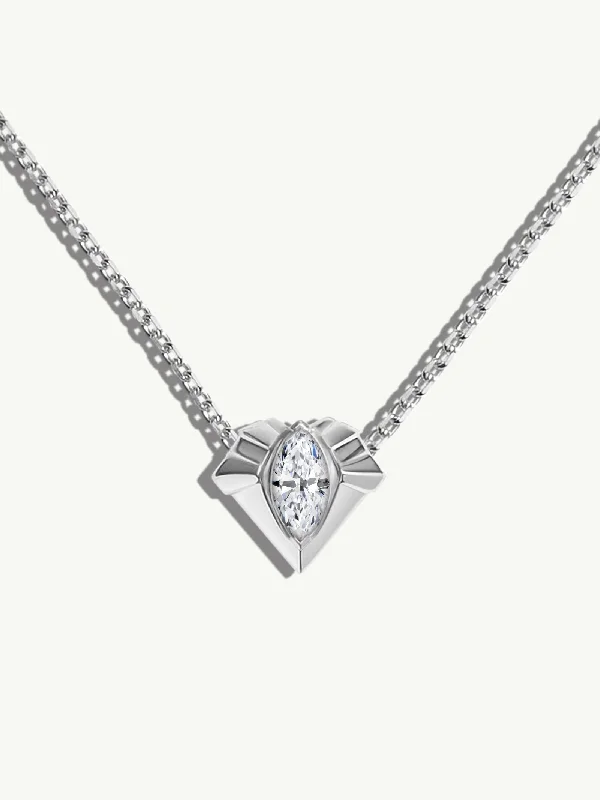 Heart - shaped diamond engagement ring with a hidden halo in 14K rose goldAlexandria Pendant Necklace With 0.50CT Marquise-Cut Diamond In Platinum, 13mm