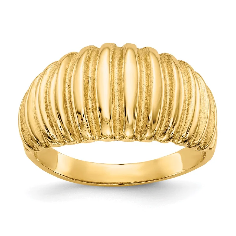 Magnetic Fashion Rings in Stainless Steel with a Modern, Interlocking Design10k Yellow Gold High Polished Ribbed Dome Ring