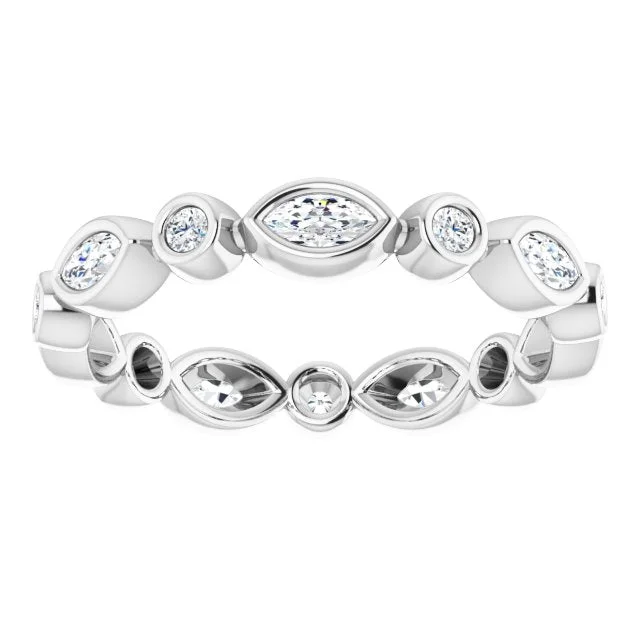 Adjustable Women's Diamond Rings with a Flexible Band for a Comfortable and Custom Fit0.64 ct. Bezel Set Marquise & Round Diamond Eternity Band